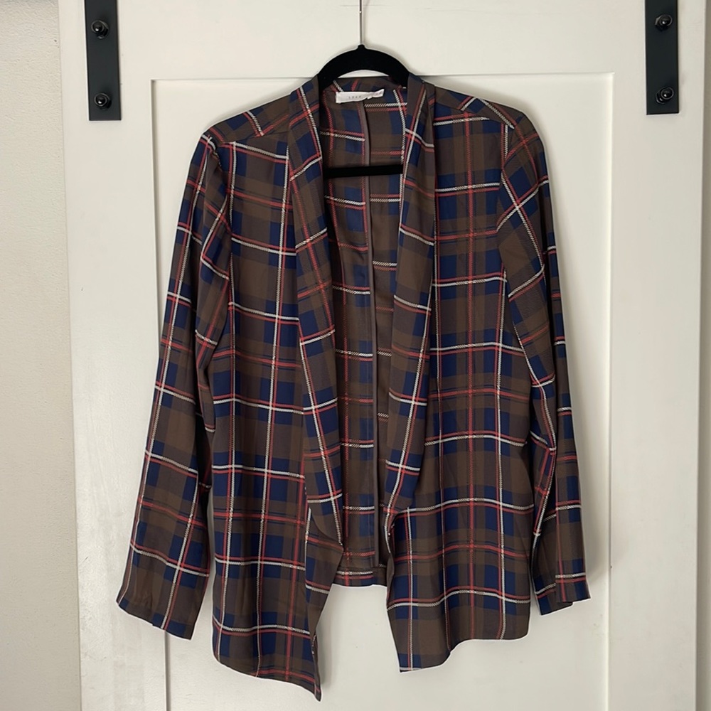 Lush Plaid Lightweight Blazer Style Plaid Kimono